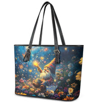 Nollaig Chridheil Scottish Gnome Leather Tote Bag Merry Christmas with Starry Night - Wonder Print Shop
