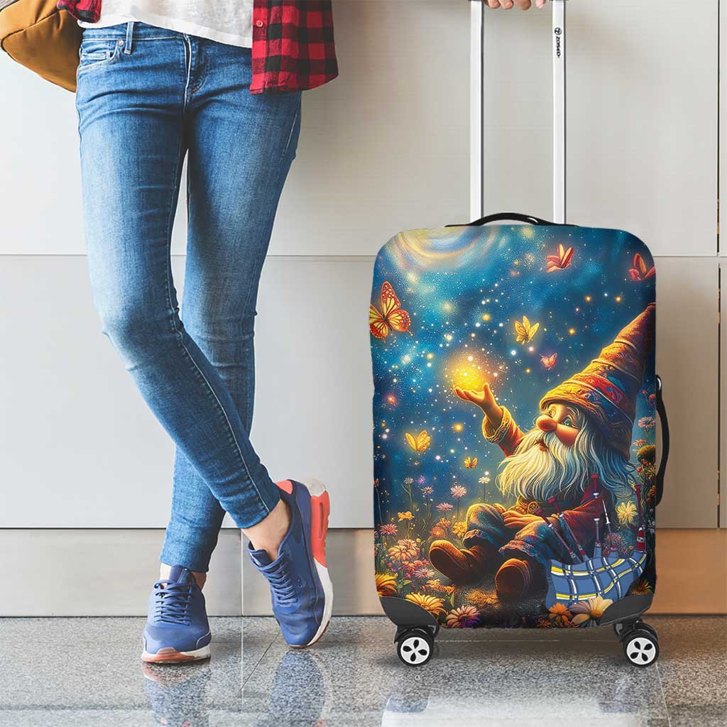 Nollaig Chridheil Scottish Gnome Luggage Cover Merry Christmas with Starry Night - Wonder Print Shop
