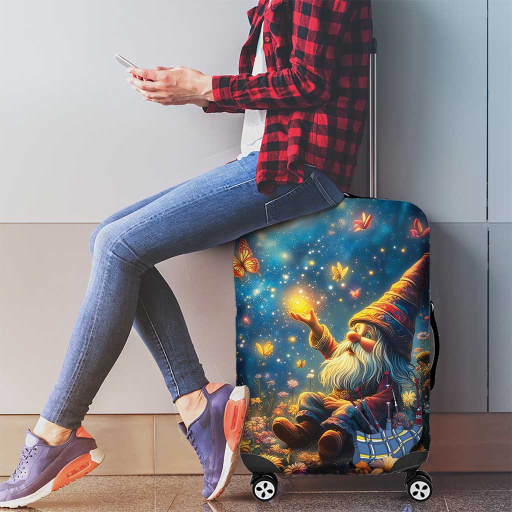 Nollaig Chridheil Scottish Gnome Luggage Cover Merry Christmas with Starry Night - Wonder Print Shop