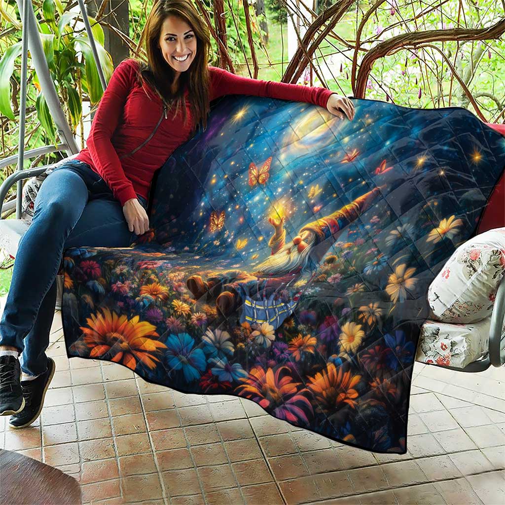 Nollaig Chridheil Scottish Gnome Quilt Merry Christmas with Starry Night - Wonder Print Shop