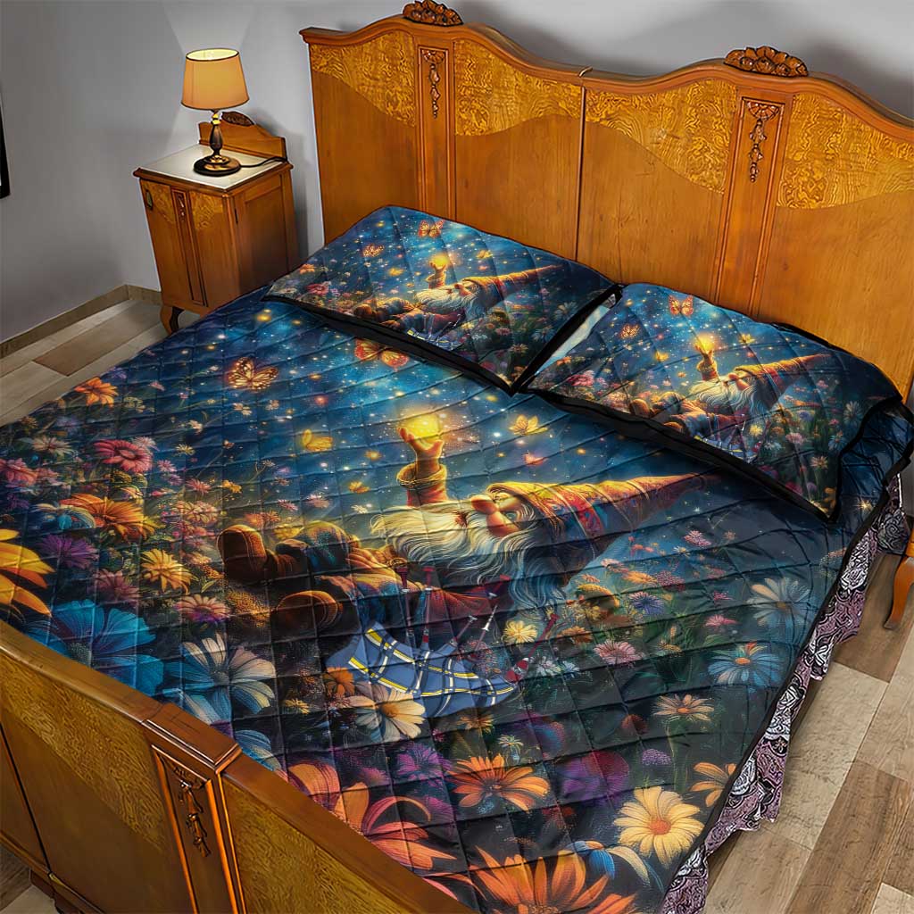 Nollaig Chridheil Scottish Gnome Quilt Bed Set Merry Christmas with Starry Night - Wonder Print Shop