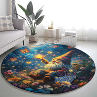 Nollaig Chridheil Scottish Gnome Round Carpet Merry Christmas with Starry Night