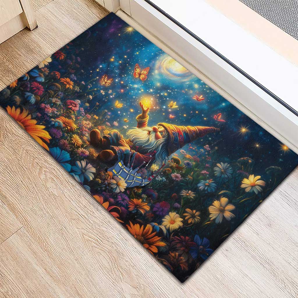 Nollaig Chridheil Scottish Gnome Rubber Doormat Merry Christmas with Starry Night - Wonder Print Shop