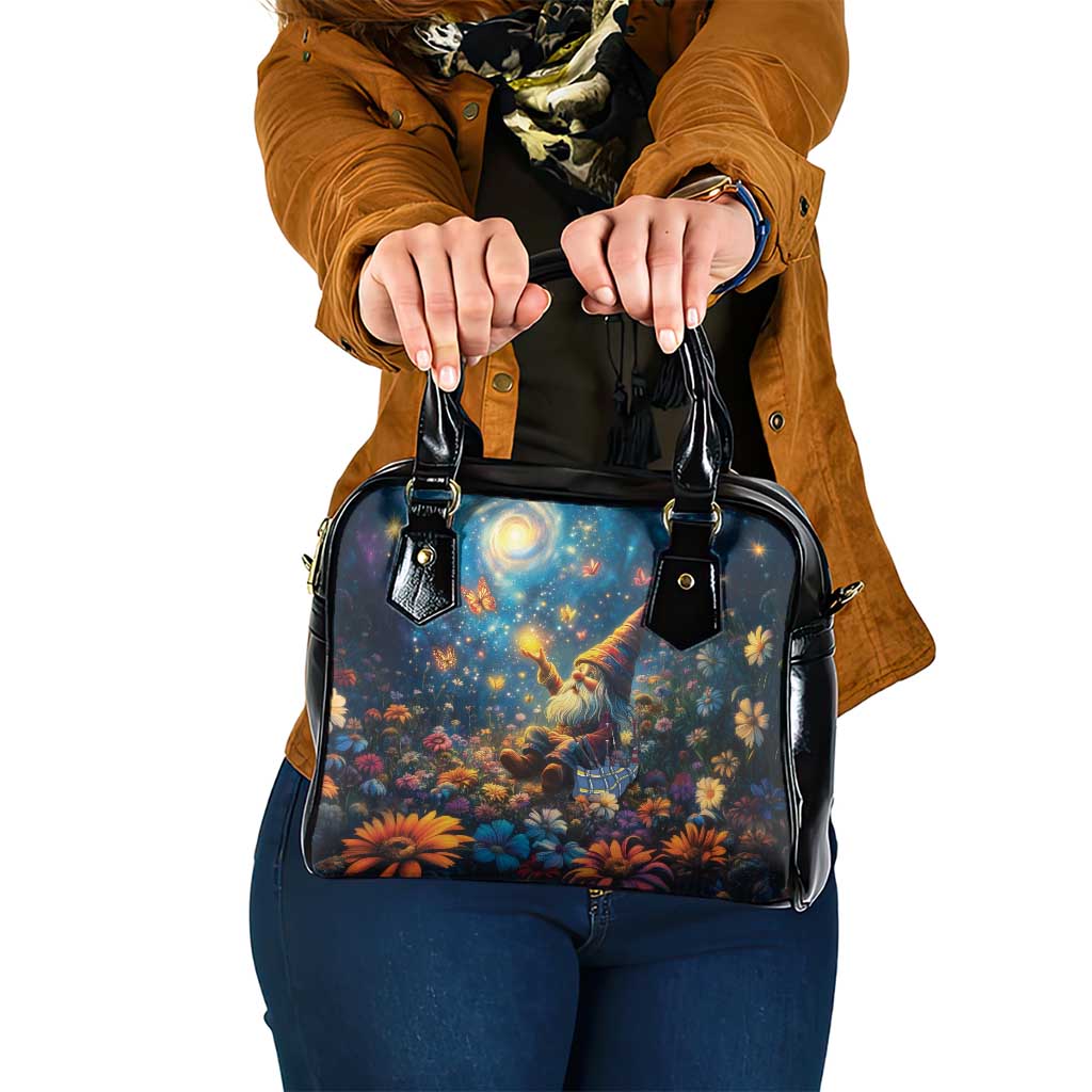 Nollaig Chridheil Scottish Gnome Shoulder Handbag Merry Christmas with Starry Night