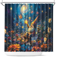 Nollaig Chridheil Scottish Gnome Shower Curtain Merry Christmas with Starry Night
