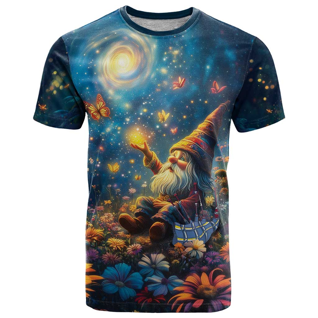 Nollaig Chridheil Scottish Gnome T Shirt Merry Christmas with Starry Night - Wonder Print Shop