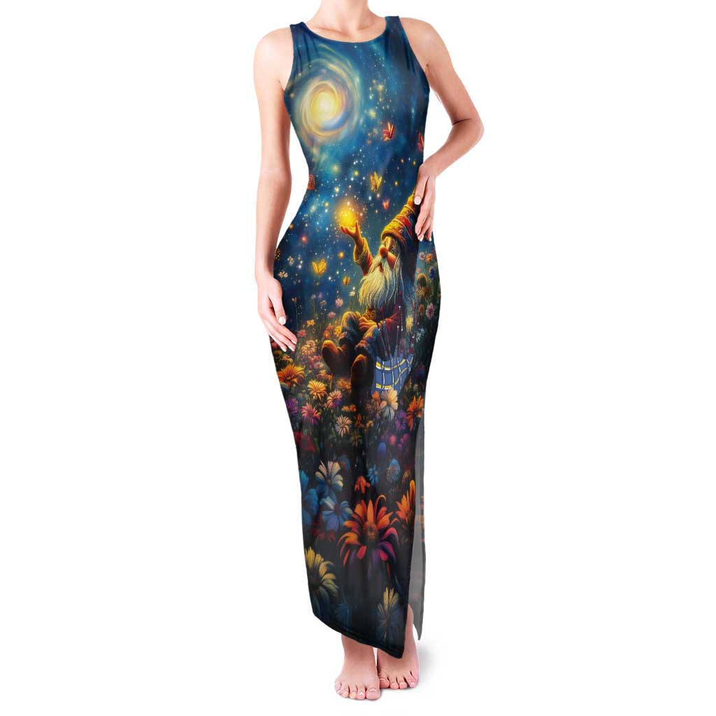 Nollaig Chridheil Scottish Gnome Tank Maxi Dress Merry Christmas with Starry Night - Wonder Print Shop