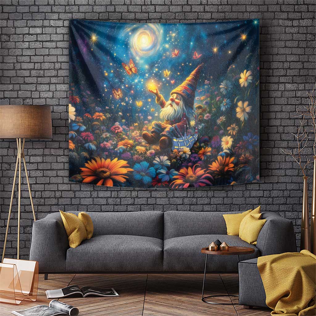 Nollaig Chridheil Scottish Gnome Tapestry Merry Christmas with Starry Night - Wonder Print Shop