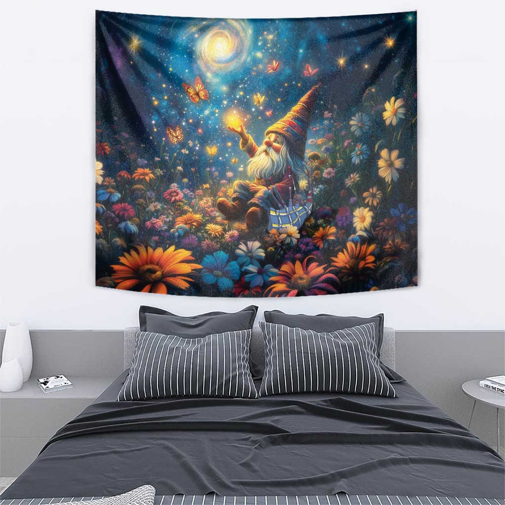 Nollaig Chridheil Scottish Gnome Tapestry Merry Christmas with Starry Night - Wonder Print Shop
