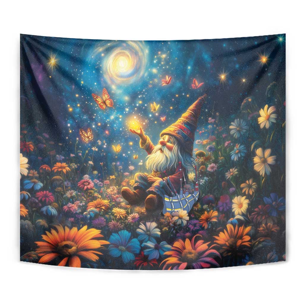 Nollaig Chridheil Scottish Gnome Tapestry Merry Christmas with Starry Night - Wonder Print Shop