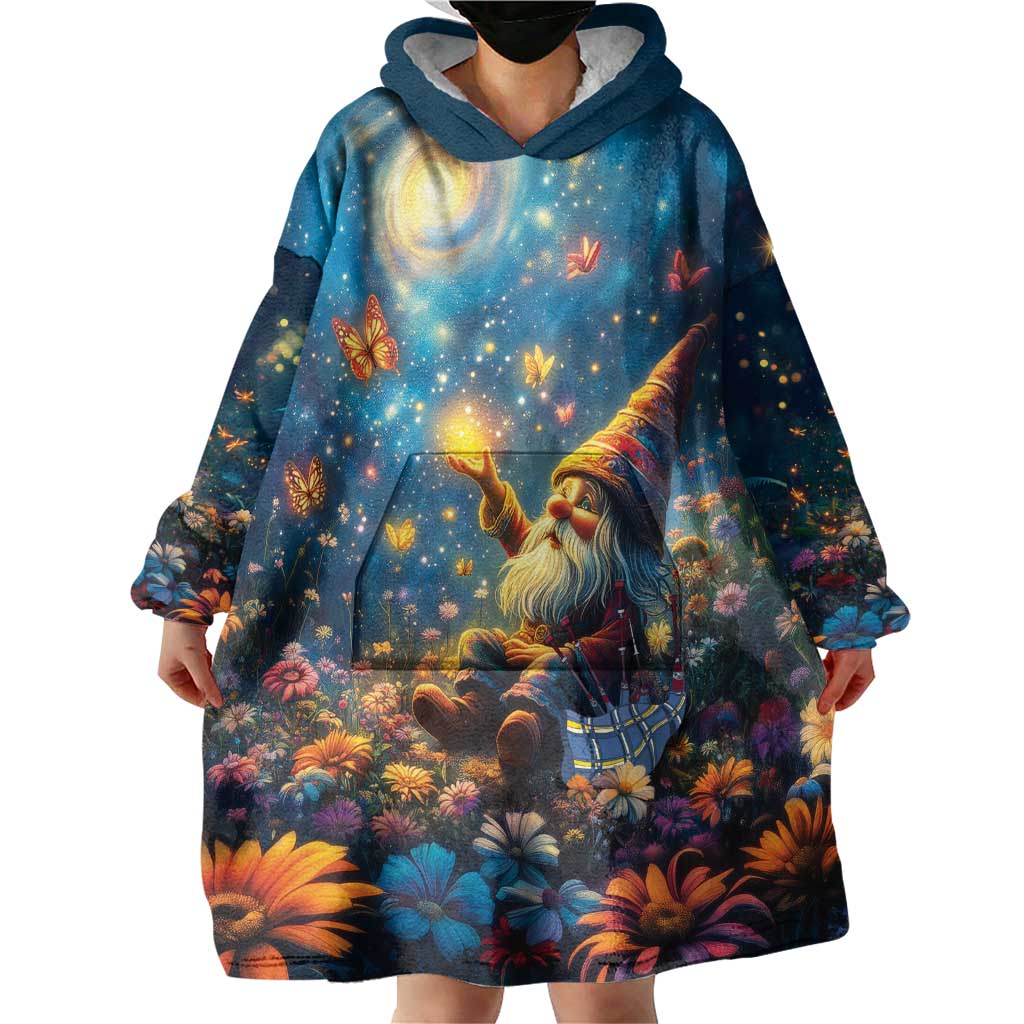 Nollaig Chridheil Scottish Gnome Wearable Blanket Hoodie Merry Christmas with Starry Night - Wonder Print Shop