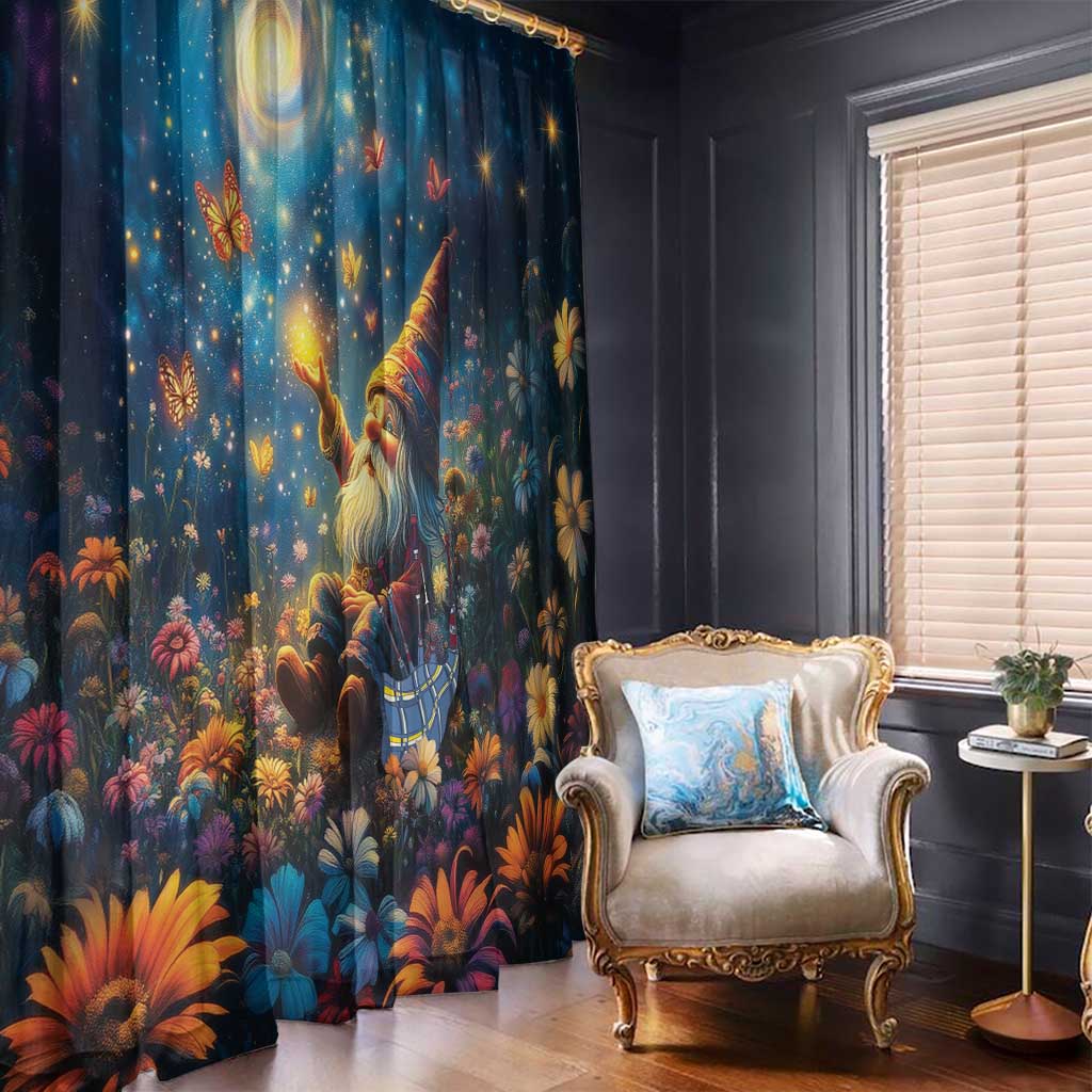 Nollaig Chridheil Scottish Gnome Window Curtain Merry Christmas with Starry Night - Wonder Print Shop