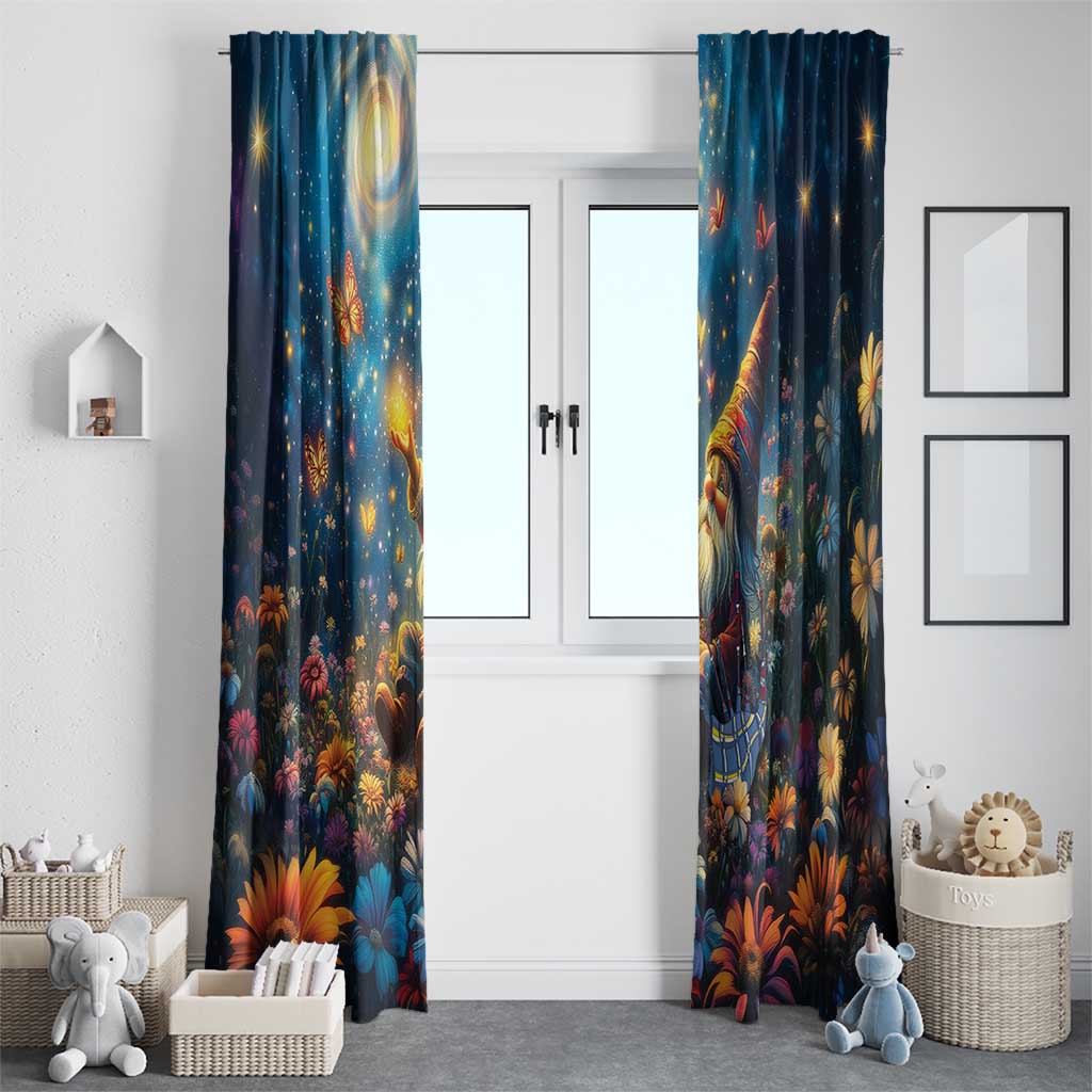 Nollaig Chridheil Scottish Gnome Window Curtain Merry Christmas with Starry Night - Wonder Print Shop