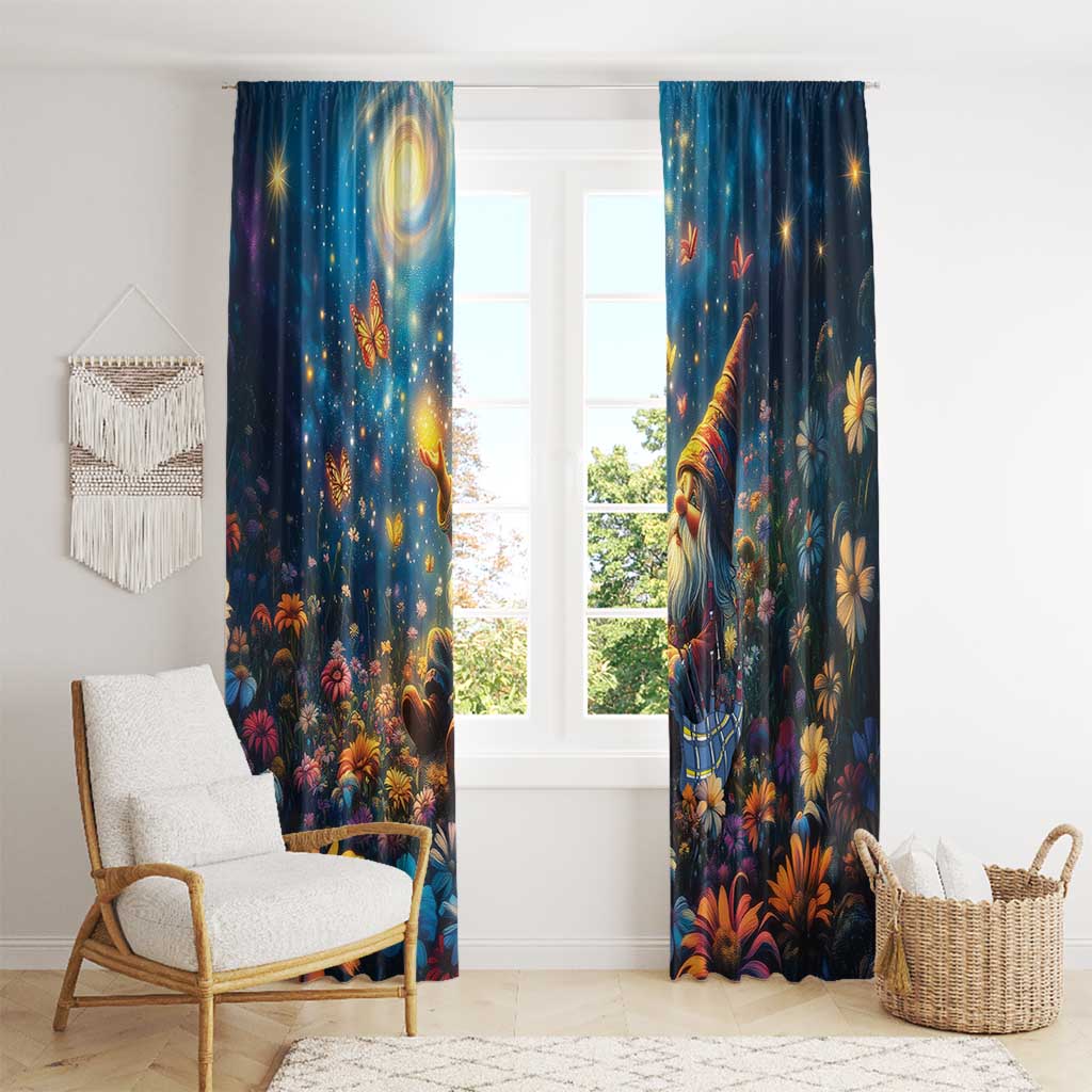 Nollaig Chridheil Scottish Gnome Window Curtain Merry Christmas with Starry Night - Wonder Print Shop