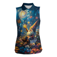 Nollaig Chridheil Scottish Gnome Women Sleeveless Polo Shirt Merry Christmas with Starry Night - Wonder Print Shop
