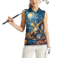 Nollaig Chridheil Scottish Gnome Women Sleeveless Polo Shirt Merry Christmas with Starry Night - Wonder Print Shop