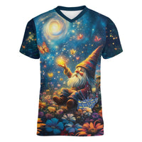 Nollaig Chridheil Scottish Gnome Women V-Neck T-Shirt Merry Christmas with Starry Night - Wonder Print Shop