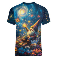 Nollaig Chridheil Scottish Gnome Women V-Neck T-Shirt Merry Christmas with Starry Night - Wonder Print Shop