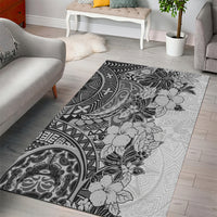 Polynesia Area Rug Hibiscus and Hawaiian Tribal Tattoo Retro Style Gray Color LT9 - Wonder Print Shop