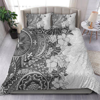 Polynesia Bedding Set Hibiscus and Hawaiian Tribal Tattoo Retro Style Gray Color LT9 - Wonder Print Shop