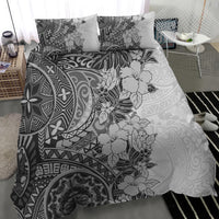 Polynesia Bedding Set Hibiscus and Hawaiian Tribal Tattoo Retro Style Gray Color LT9 - Wonder Print Shop