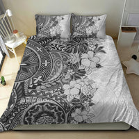 Polynesia Bedding Set Hibiscus and Hawaiian Tribal Tattoo Retro Style Gray Color LT9 - Wonder Print Shop