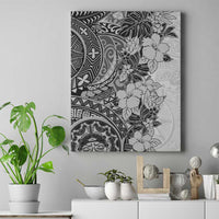 Polynesia Canvas Wall Art Hibiscus and Hawaiian Tribal Tattoo Retro Style Gray Color LT9 - Wonder Print Shop