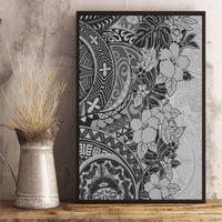 Polynesia Canvas Wall Art Hibiscus and Hawaiian Tribal Tattoo Retro Style Gray Color LT9 - Wonder Print Shop