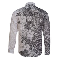 Polynesia Family Matching Short Sleeve Bodycon Dress and Hawaiian Shirt Hibiscus and Hawaiian Tribal Tattoo Retro Style Gray Color - Wonder Print Shop