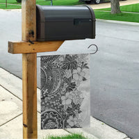 Polynesia Garden Flag Hibiscus and Hawaiian Tribal Tattoo Retro Style Gray Color - Wonder Print Shop
