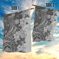 Polynesia Garden Flag Hibiscus and Hawaiian Tribal Tattoo Retro Style Gray Color - Wonder Print Shop