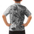 Polynesia Kid Hawaiian Shirt Hibiscus and Hawaiian Tribal Tattoo Retro Style Gray Color - Wonder Print Shop