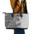 Polynesia Leather Tote Bag Hibiscus and Hawaiian Tribal Tattoo Retro Style Gray Color - Wonder Print Shop