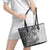 Polynesia Leather Tote Bag Hibiscus and Hawaiian Tribal Tattoo Retro Style Gray Color - Wonder Print Shop