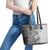 Polynesia Leather Tote Bag Hibiscus and Hawaiian Tribal Tattoo Retro Style Gray Color - Wonder Print Shop