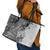 Polynesia Leather Tote Bag Hibiscus and Hawaiian Tribal Tattoo Retro Style Gray Color - Wonder Print Shop