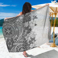 Polynesia Sarong Hibiscus and Hawaiian Tribal Tattoo Retro Style Gray Color - Wonder Print Shop