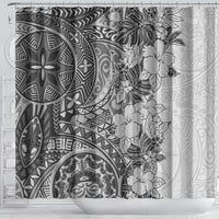 polynesia-shower-curtain-hibiscus-and-hawaiian-tribal-tattoo-retro-style-gray-color