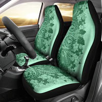 Polynesia Car Seat Cover Hibiscus and Hawaiian Tribal Tattoo Retro Style Green Color LT9 - Wonder Print Shop