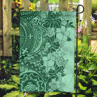 Polynesia Garden Flag Hibiscus and Hawaiian Tribal Tattoo Retro Style Green Color - Wonder Print Shop