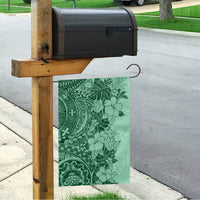 Polynesia Garden Flag Hibiscus and Hawaiian Tribal Tattoo Retro Style Green Color - Wonder Print Shop
