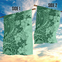 Polynesia Garden Flag Hibiscus and Hawaiian Tribal Tattoo Retro Style Green Color - Wonder Print Shop