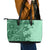 Polynesia Leather Tote Bag Hibiscus and Hawaiian Tribal Tattoo Retro Style Green Color - Wonder Print Shop