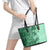 Polynesia Leather Tote Bag Hibiscus and Hawaiian Tribal Tattoo Retro Style Green Color - Wonder Print Shop