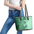 Polynesia Leather Tote Bag Hibiscus and Hawaiian Tribal Tattoo Retro Style Green Color - Wonder Print Shop