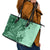 Polynesia Leather Tote Bag Hibiscus and Hawaiian Tribal Tattoo Retro Style Green Color - Wonder Print Shop