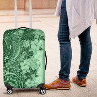Polynesia Luggage Cover Hibiscus and Hawaiian Tribal Tattoo Retro Style Green Color - Wonder Print Shop