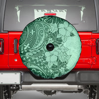 Polynesia Spare Tire Cover Hibiscus and Hawaiian Tribal Tattoo Retro Style Green Color - Wonder Print Shop