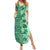 Polynesia Summer Maxi Dress Hibiscus and Hawaiian Tribal Tattoo Retro Style Green Color - Wonder Print Shop