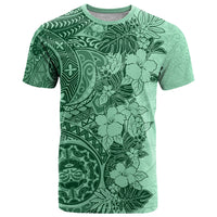 Polynesia T Shirt Hibiscus and Hawaiian Tribal Tattoo Retro Style Green Color - Wonder Print Shop
